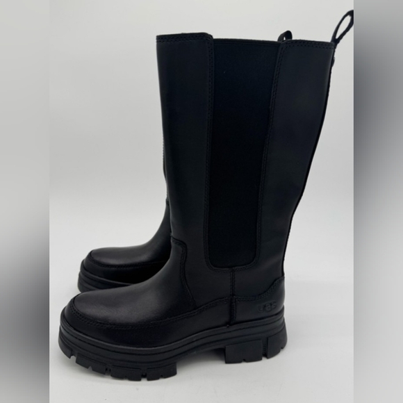 UGG Black Leather Ashton High Chelsea Winter Boots Size 7 - Picture 4 of 8